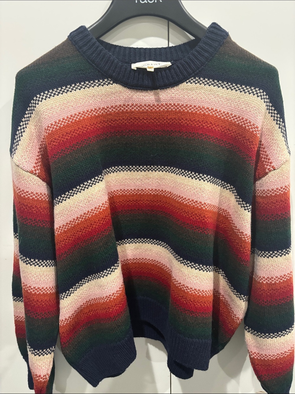THE GREAT. Striped Crewneck Sweater in Navy, Pink & Coral never worn